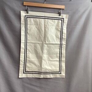 Restoration Hardware Italian Hotel Boudoir‎ Sham Ivory Satin Stitch Cream Navy